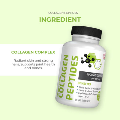 Collagen Peptides | Support Skin, Nails, Joints, Bones, Muscles, & Gut | Hydrolyzed Collagen Peptides | Made in USA | 120 Capsules