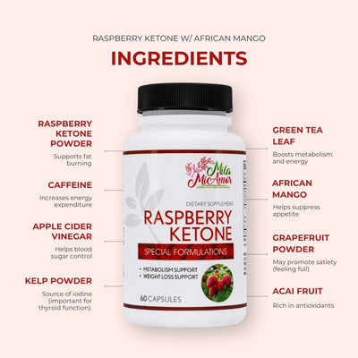Raspberry Ketone W/ African Mango | Keto Diet | Metabolism and Weight Loss Support | Made in USA | 60 Capsules