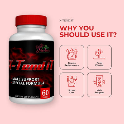 X-Tend it | Natural Fertility Support Formula for Men | Improve Erectile Function | Prostate Support Supplement | Maca Root, Tongkat Ali, L-Arginine, Panax Ginseng Root | Made in USA | 60 Tablets