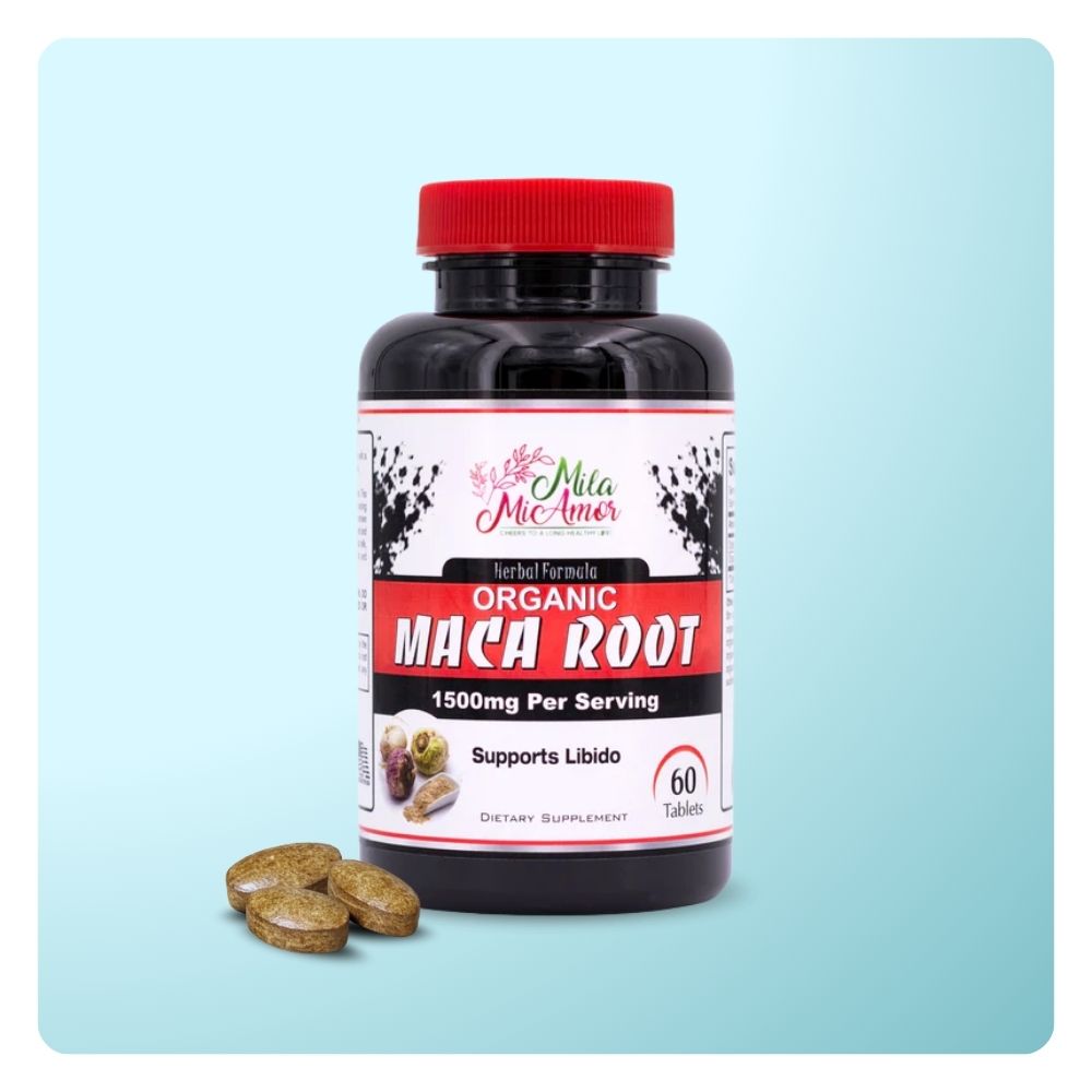 Raíz de maca orgánica | Impulso de energía sostenido | Apoyo a un rendimiento máximo para hombres y mujeres | Mantener niveles de hormonas saludables | 1500 mg - 60 tabletas