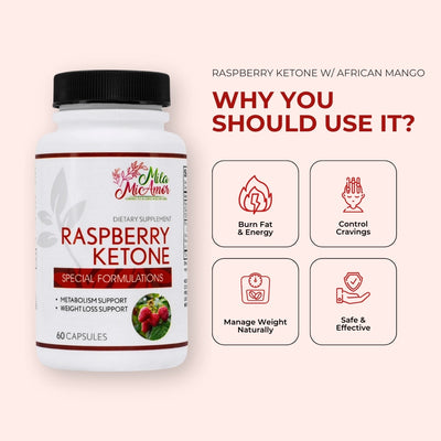 Raspberry Ketone W/ African Mango | Keto Diet | Metabolism and Weight Loss Support | Made in USA | 60 Capsules