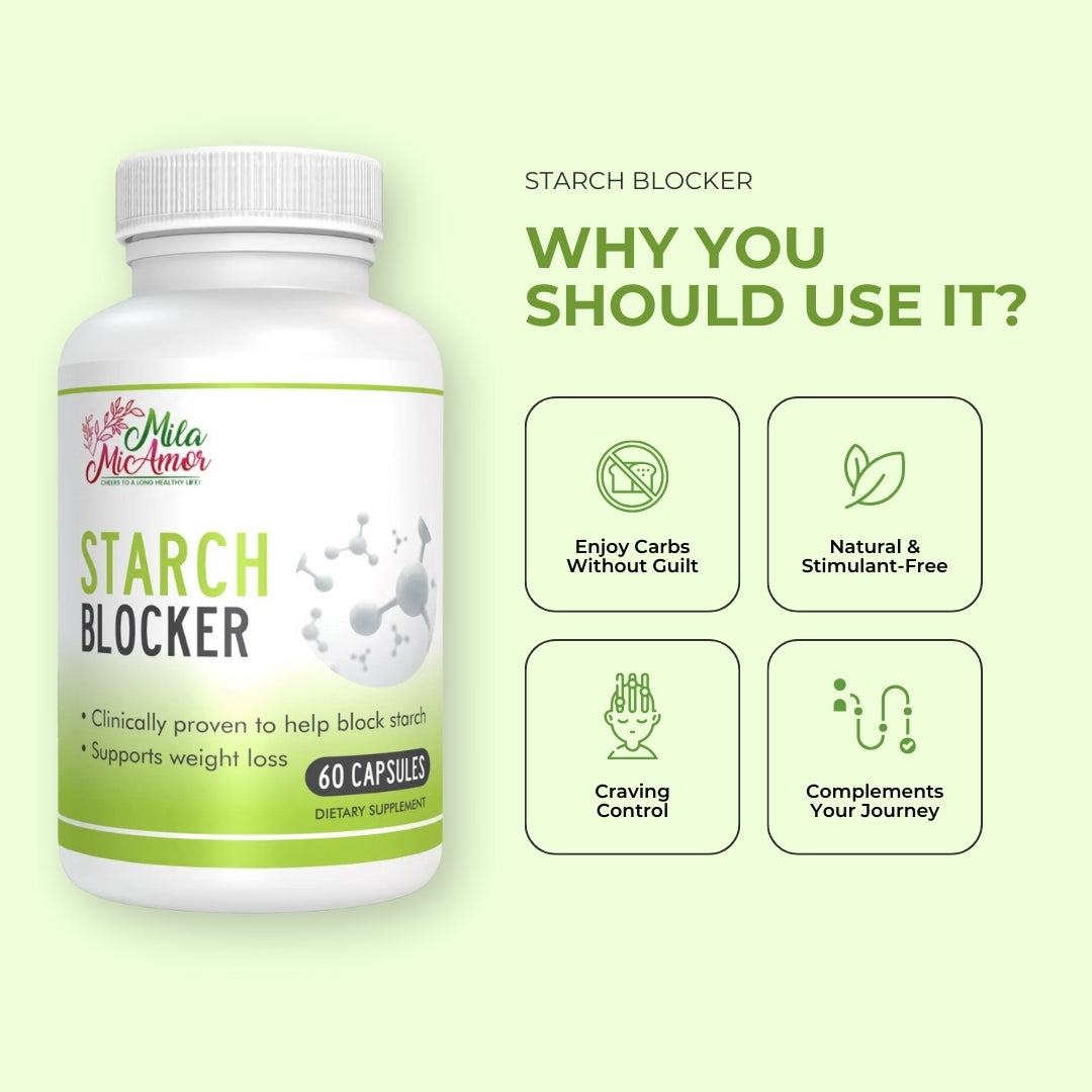 Starch Blocker | Caffeine Free | White Kidney Bean Extract | Metabolism and Weight Loss Support | Made in USA | 60 capsules