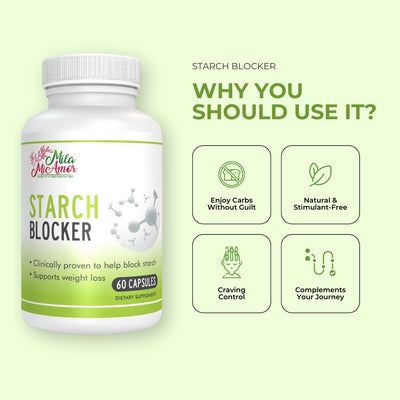 Starch Blocker | Caffeine Free | White Kidney Bean Extract | Metabolism and Weight Loss Support | Made in USA | 60 capsules