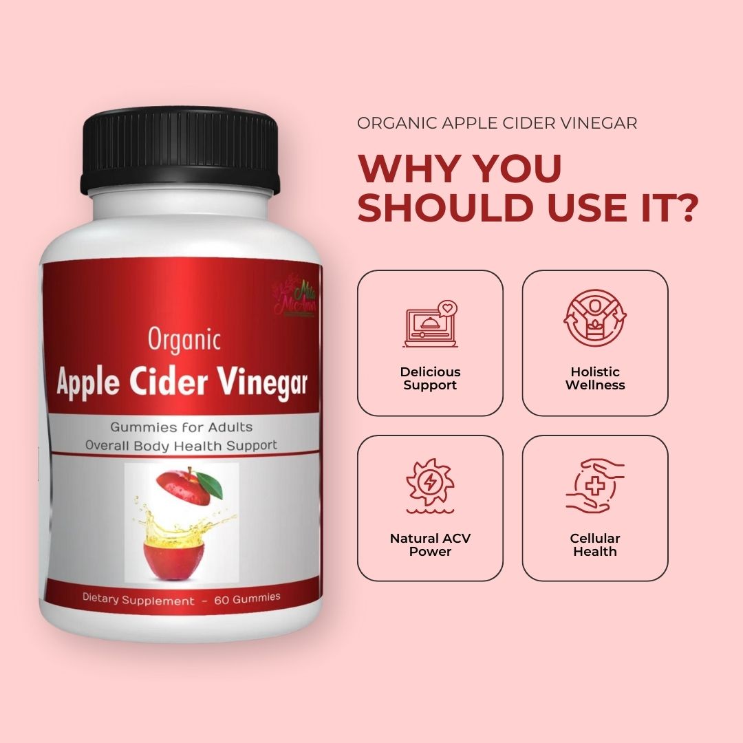 Organic Apple Cider Vinegar | Gummies | Gut Health, Blood Sugar Support, Metabolism Boost | Made in USA | 60 Gummies