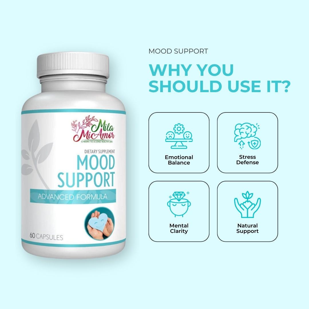 Mood Support | Stress & Emotion Balance with Vitamins, Ashwagandha & St. John's Wort | Scientifically Proven Blend | Made in USA | 60 Capsules
