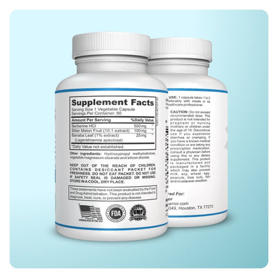 Berberine Complex HCL 500mg | Special Formula with Melon Fruit and Banaba Leaf | Non-GMO | 60 Capsules