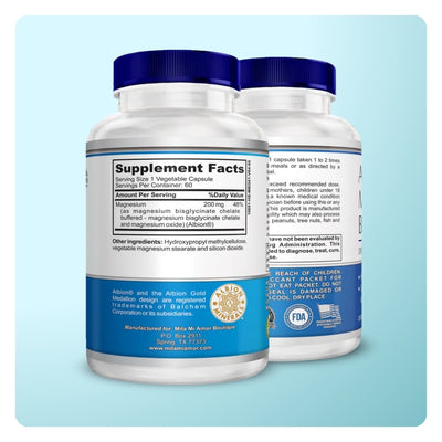 Albion® Magnesium Bisglycinate | Highly Absorbable Chelated Magnesium for Muscle, Sleep & Energy Support | 200 mg per Serving | 60 Capsules