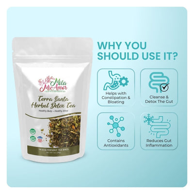 Terra Santa Cleansing Tea | Herbal Blend | Digestive Support | Made in the USA | 14 Tea Bags