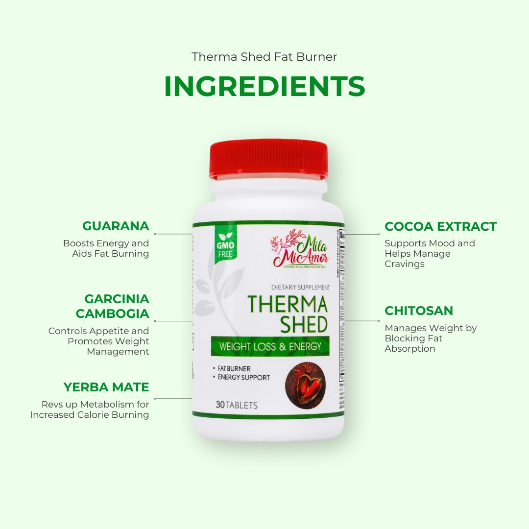 Therma Shed Fat Burner | Weight Loss Supplement with Garcinia Cambogia, Chitosan, and Yerba Mate | Non-GMO | Made in USA | 30 tablets