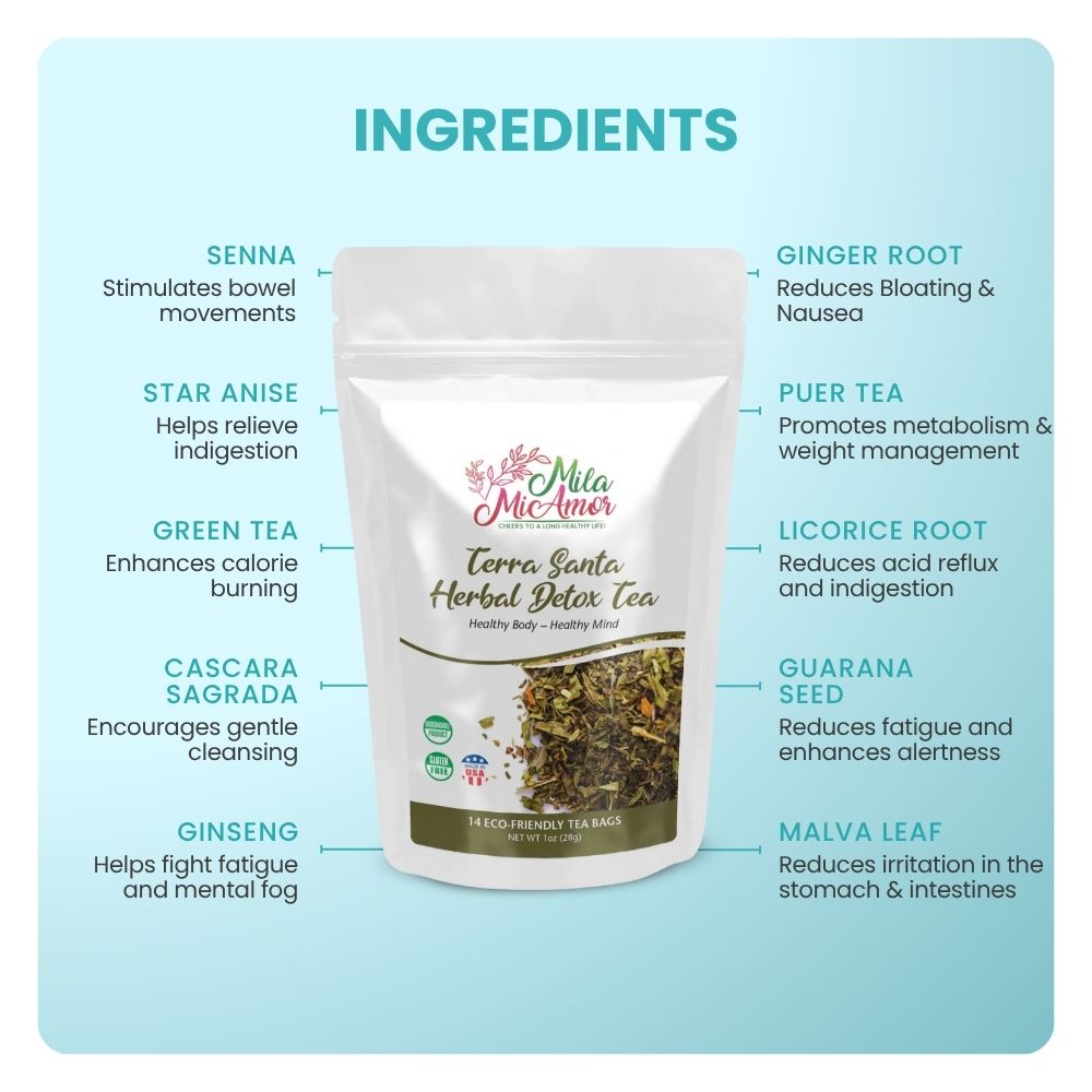 Terra Santa Cleansing Tea | Herbal Blend | Digestive Support | Made in the USA | 14 Tea Bags