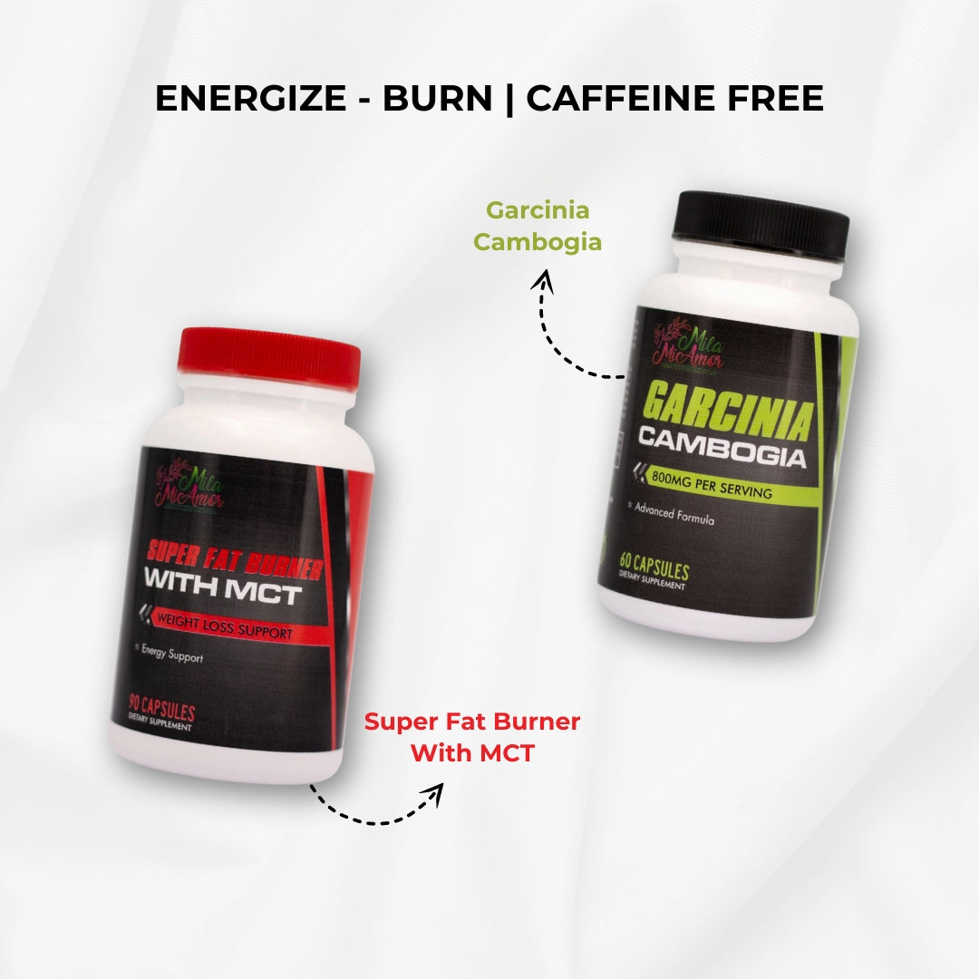 Energize Burn | Caffeine Free | MCT and Garcinia Cambogia Supplements | Fat Burner and Energy Booster | Made in USA