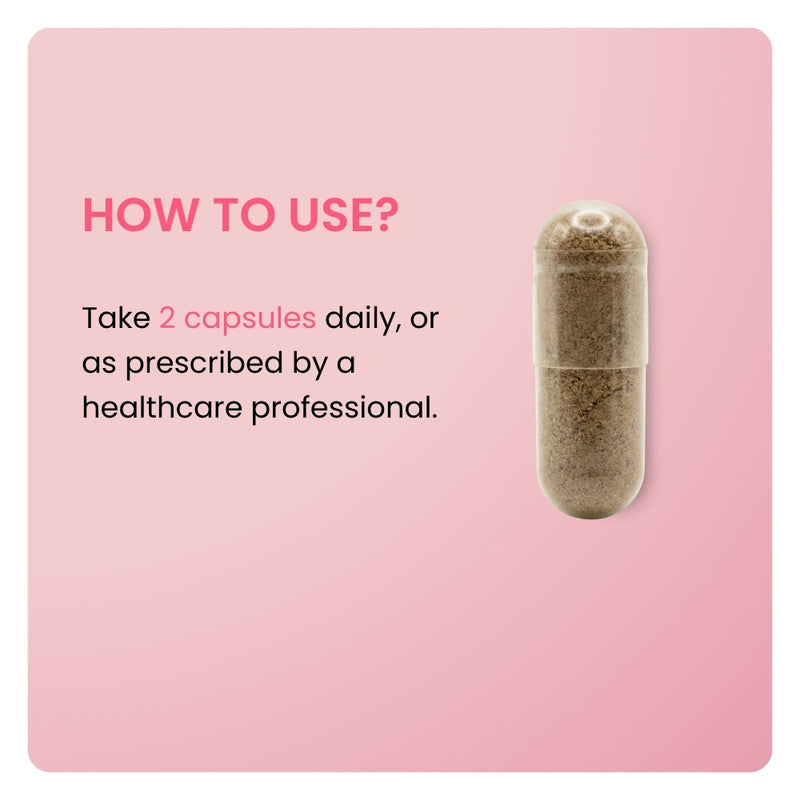 ApHr-O-dYte probiotic dosage instructions. Close-up of a brown capsule with directions to take 2 capsules daily.