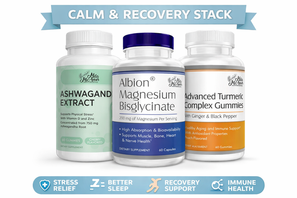 Calm & Recovery Stack | Ashwagandha, Magnesium, Turmeric | Stress Relief, Relaxation & Whole-Body Wellness
