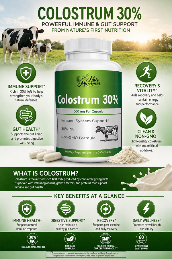 Colostrum 30% Capsules – Immune Support, Gut Health & Daily Vitality | 60 Capsules