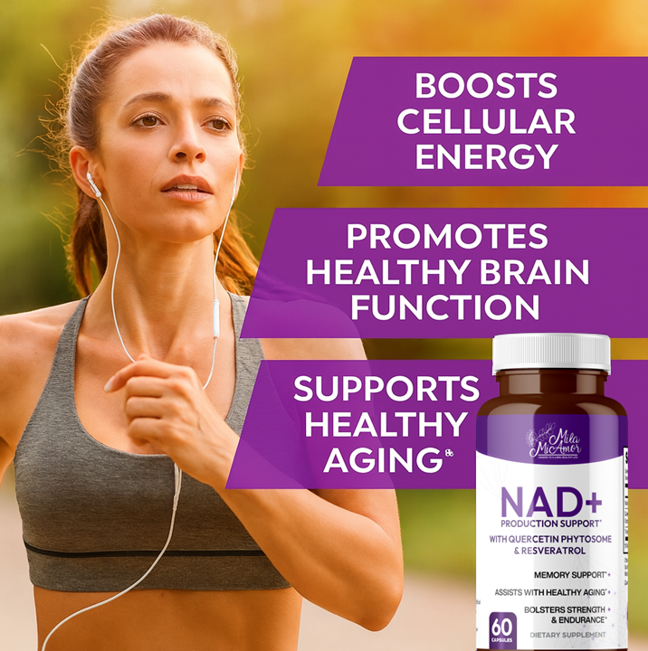 NAD+ Cellular Energy & Anti-Aging Supplement | Boost Energy, Focus & Longevity | Supports Mitochondrial Health, DNA Repair & Brain Function | 60 Capsules