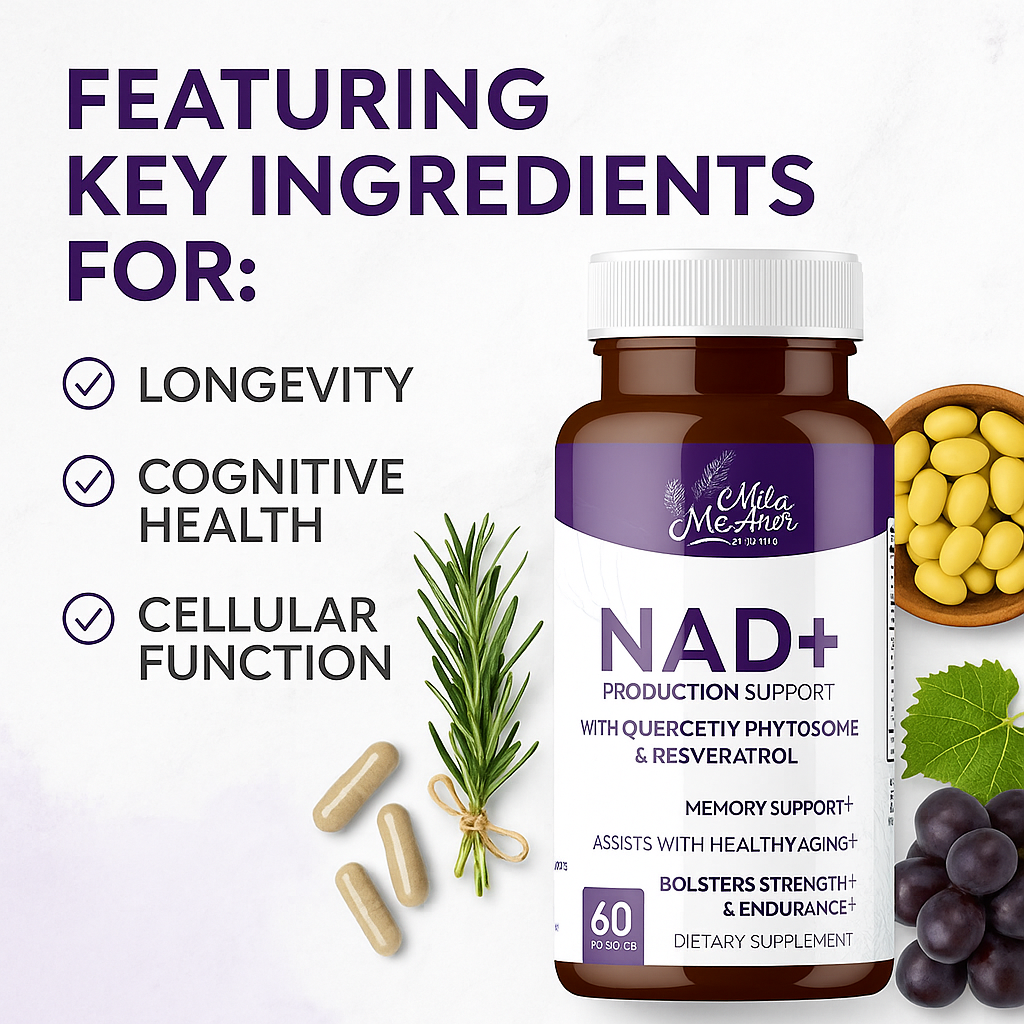 NAD+ Cellular Energy & Anti-Aging Supplement | Boost Energy, Focus & Longevity | Supports Mitochondrial Health, DNA Repair & Brain Function | 60 Capsules