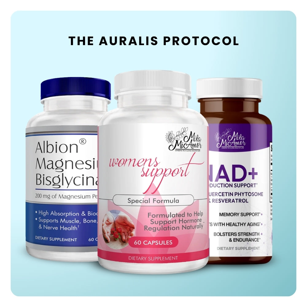 The Auralis Protocol | NAD+ Cellular Energy & Anti-Aging Supplement | Women's Support Hormone Regulator | Magnesium Bisglycinate Recovery Support