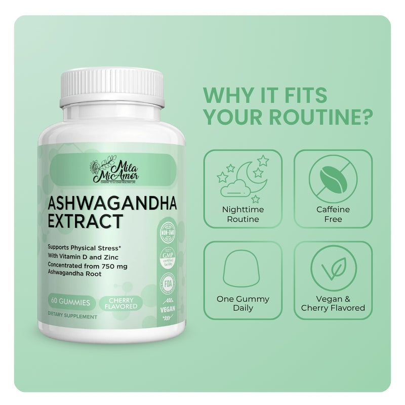 Routine-friendly features of Mila MiAmor Ashwagandha Extract Gummies.