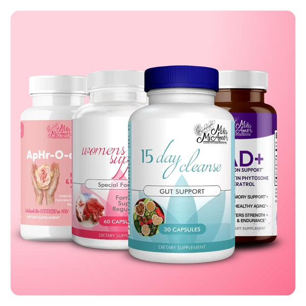 Collection Femme Signature | Énergie cellulaire NAD+ & Complément anti-âge | Régulateur hormonal pour femmes | Probiotique féminin ApHr-O-dYte & Prébiotique à la canneberge