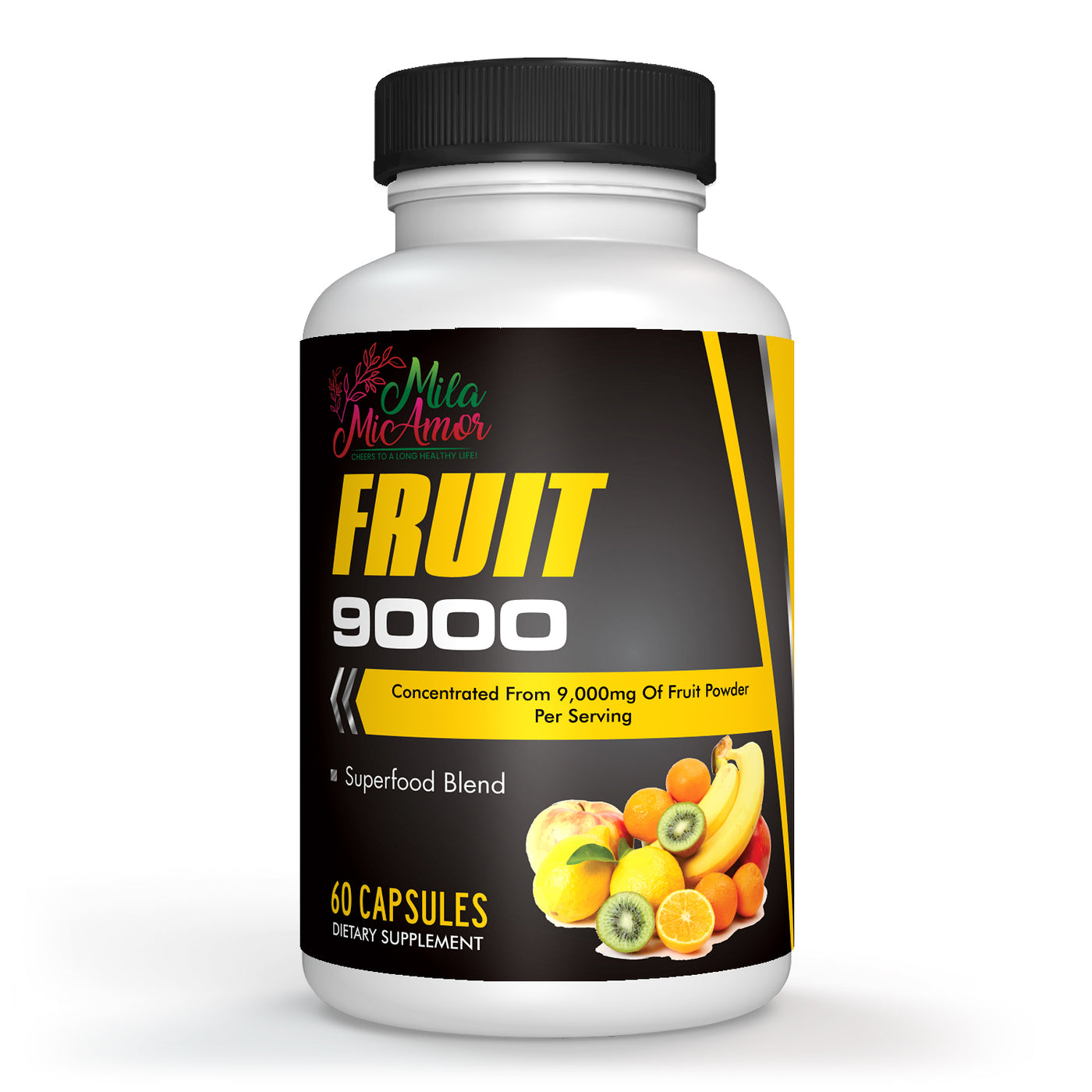 Fruit 9000 | Natural Energy Boost, Better Skin, Immune Power | 9000 mg Concentrated Fruit Power in Every Serving | Made in USA | 60 Capsules