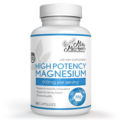 High Potency Magnesium | Whole Body Support | Heart, Nerve and Bone Health | 500 mg | 60 Capsules