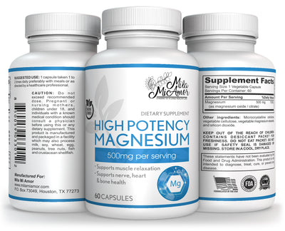 High Potency Magnesium | Whole Body Support | Heart, Nerve and Bone Health | 500 mg | 60 Capsules