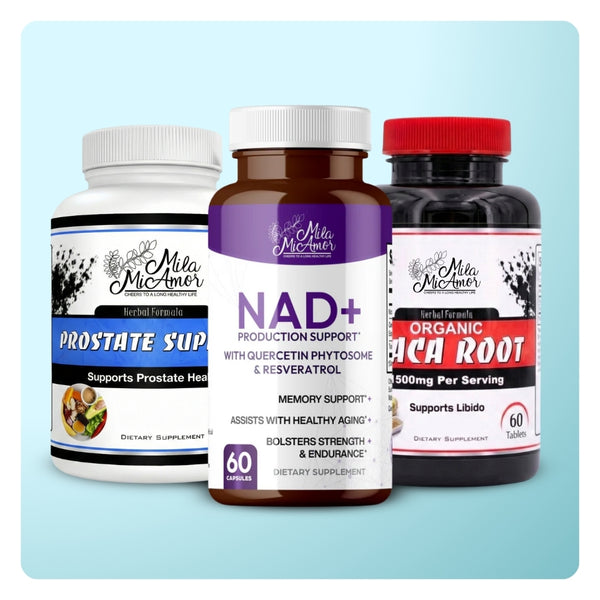 Collection Homme Signature | Énergie cellulaire NAD+ & Complément anti-âge | Racine de maca bio pour un regain d'énergie durable | Prostate & Soutien urinaire