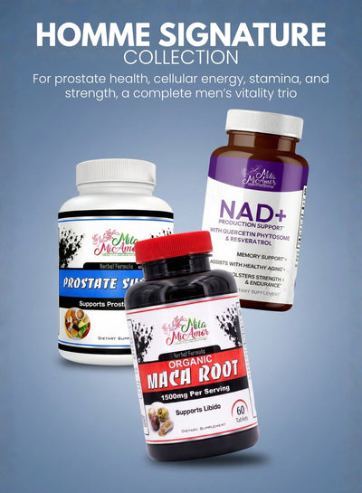 Collection Homme Signature | Énergie cellulaire NAD+ & Complément anti-âge | Racine de maca bio pour un regain d'énergie durable | Prostate & Soutien urinaire