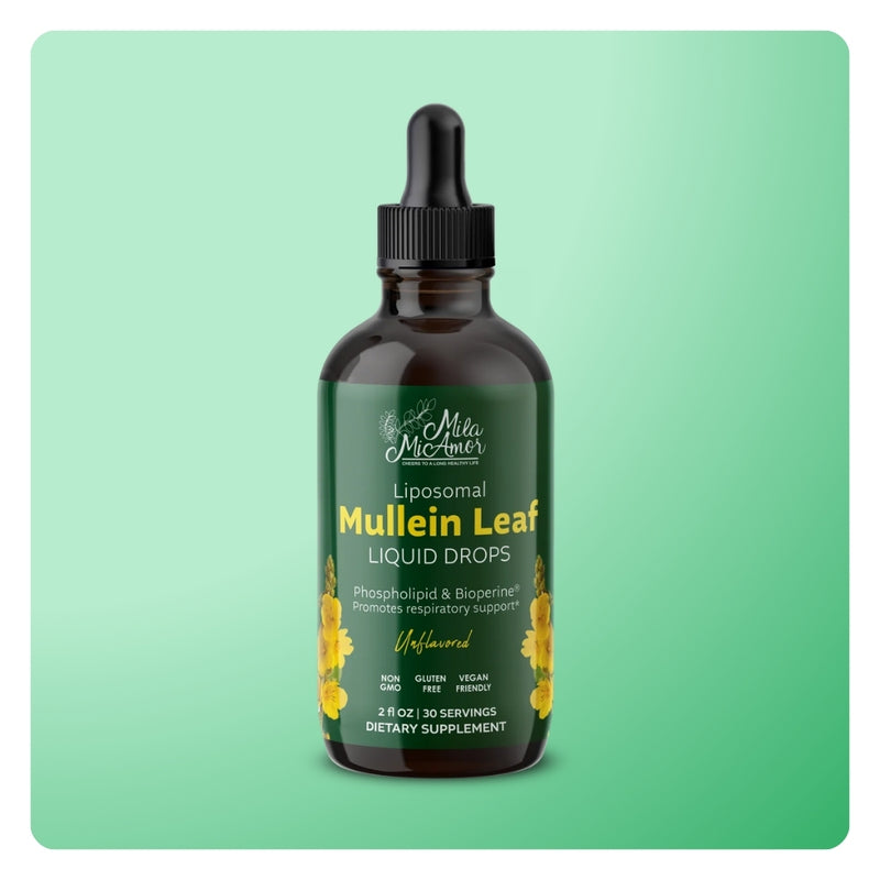 Mullein Drops for Lungs | Mullein Leaf Extract Supplement | Lung & Bronchial Cleanse for Smokers | Respiratory Health Support | Made in USA | 2 floz