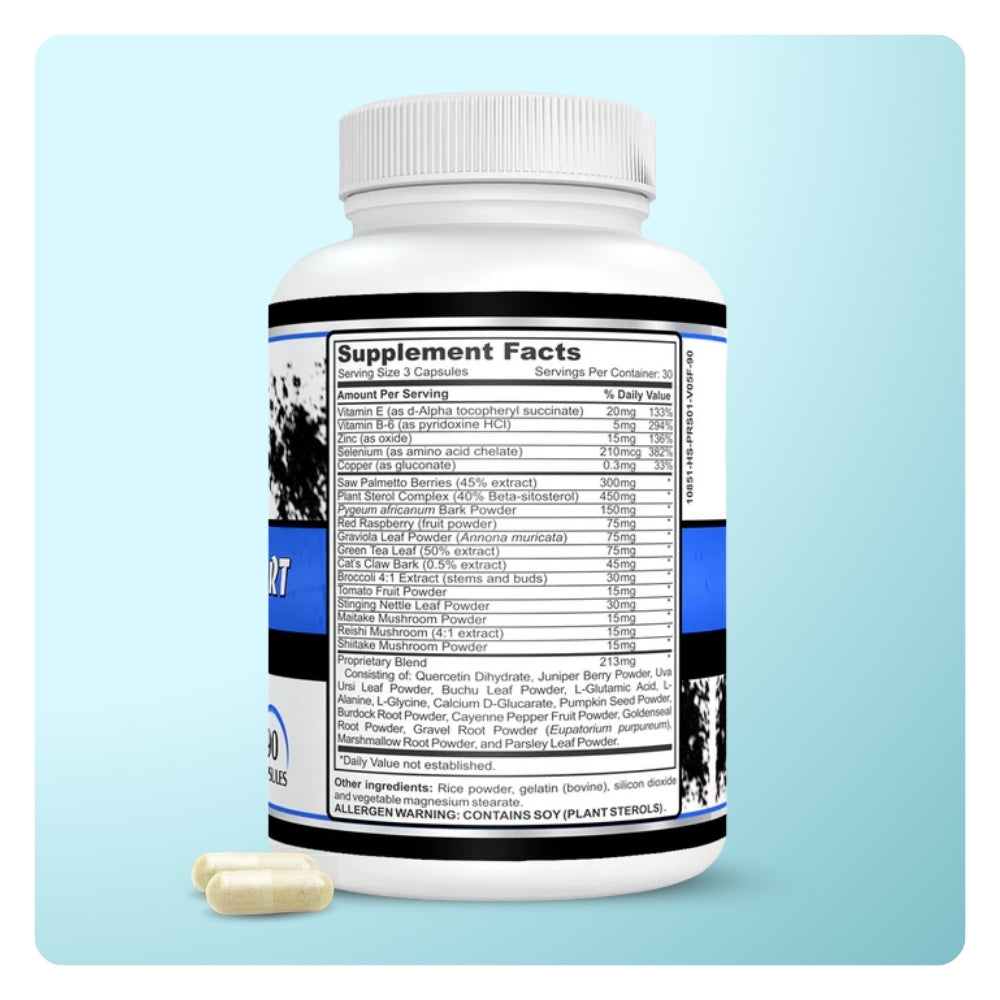 Soporte de próstata | Beta-sitosterol (450 mg), Saw Palmetto (500 mg) para soporte urinario | Suplemento para hombres | 90 cápsulas