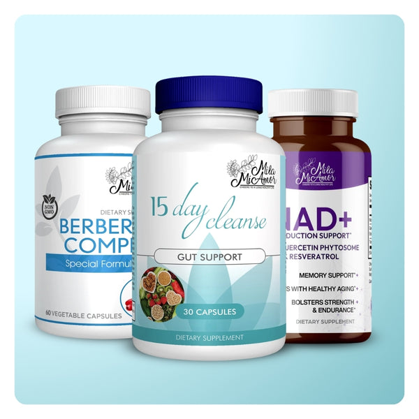 Le kit EternaWell | Énergie cellulaire NAD+ & Complément anti-âge | Cure détox de 15 jours pour le bien-être intestinal | Complexe de berbérine pour un corps sain