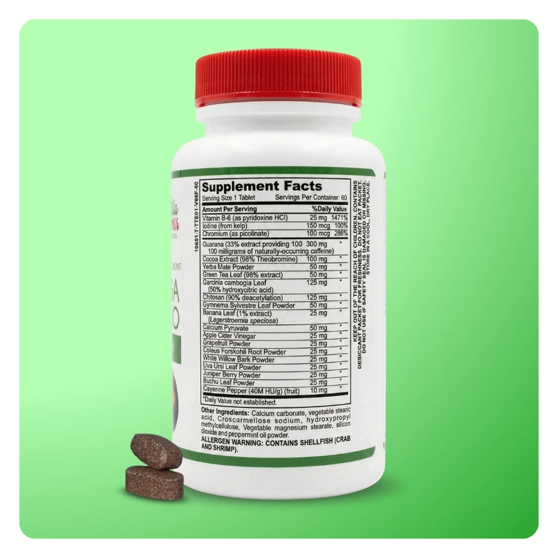 Back of Mila MiAmor Therma Shed bottle showing Supplement Facts label with Garcinia Cambogia and Guarana.