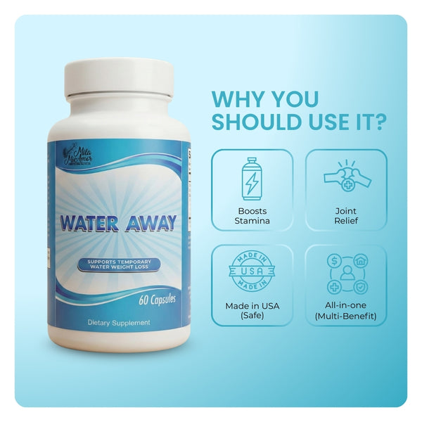 Water Away | Natural Diuretic for Bloating & Water Retention | 60 capsules