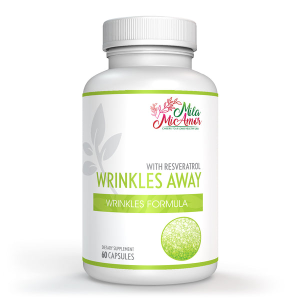 Wrinkles Away Formula | Vitamins, Aloe Vera, Collagen, Hyaluronic Acid, Turmeric | 60 Capsules